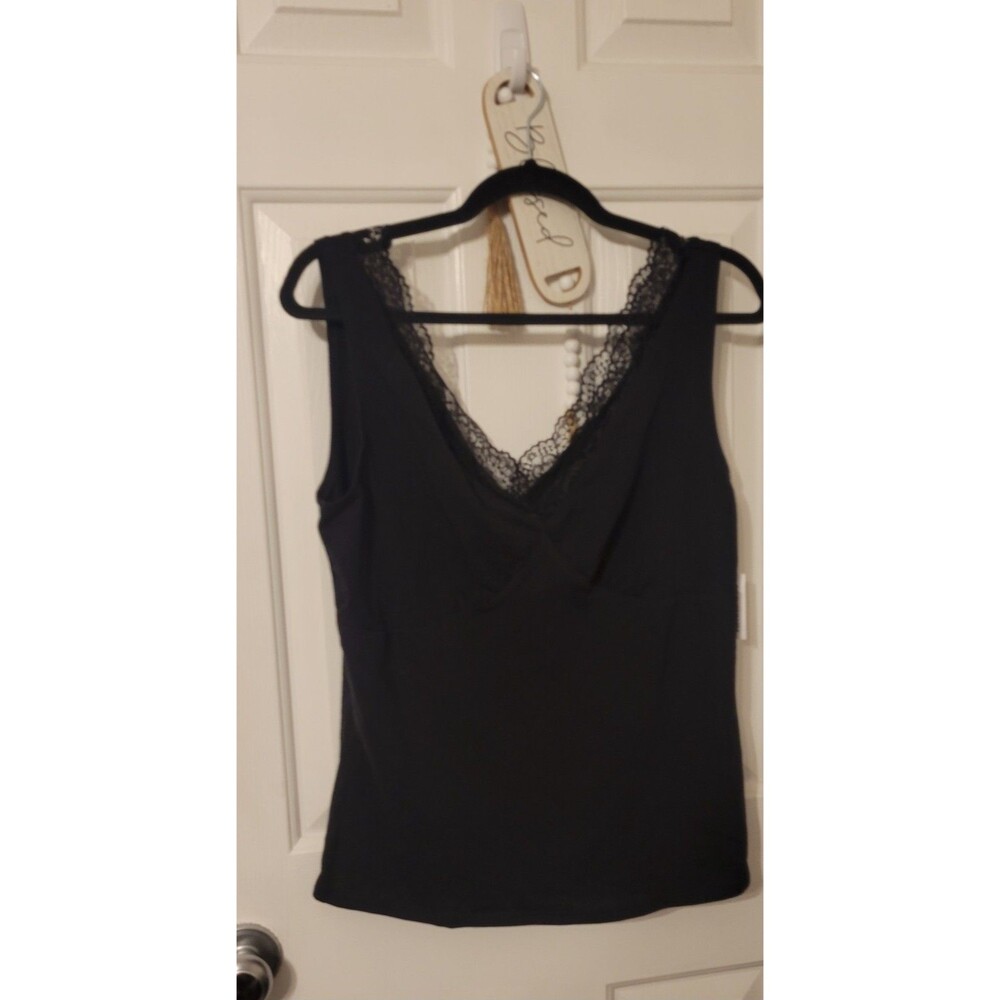 Old Navy Women’s Black Solid Lace Trim V-Neck Camisole Tank Top Tall M